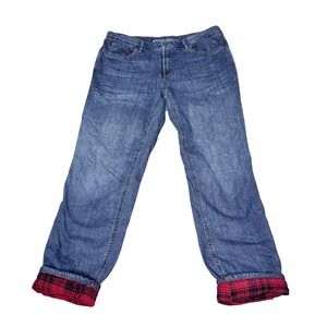 Eddie Bauer Womens 12 Flannel Lined Boyfriend Relaxed Jeans Blue Medium Wash